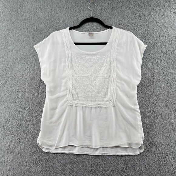 Chico's Emori Embroidered Top Size 3 Women's Extra Large Boho Natural - Picture 5 of 14